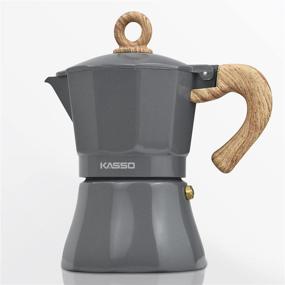 img 4 attached to KASSO Stovetop Espresso Maker, 6 Cup Aluminum Moka Pot for Classic Espresso, Italian Coffee Maker for Home and Camping, Easy to Use & Speedy Cleanup (Grey and Burlywood)