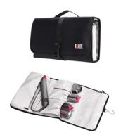 dyson airwrap travel storage case: waterproof organizer for pre-styling dryer, curling barrels, brushes - black (jfq-t01) logo