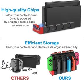 img 1 attached to 🎮 FastSnail Nintendo Switch Charger & Game Card Holder - Joy-Con Charging Dock Stand Station with 28 Card Slots