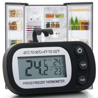 🌡️ digital refrigerator thermometer with waterproof lcd display, max/min record function - ideal for kitchen, home, restaurants - black logo