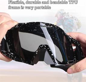 img 1 attached to Motocross Motorcycle Goggles Dirt Bike ATV MX Goggles Anti-UV Adjustable UTV Riding Racing Off Road Goggles For Men Women Adult Youth Kids (Spotted Black Frame Clear Lens )