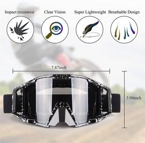 img 3 attached to Motocross Motorcycle Goggles Dirt Bike ATV MX Goggles Anti-UV Adjustable UTV Riding Racing Off Road Goggles For Men Women Adult Youth Kids (Spotted Black Frame Clear Lens )