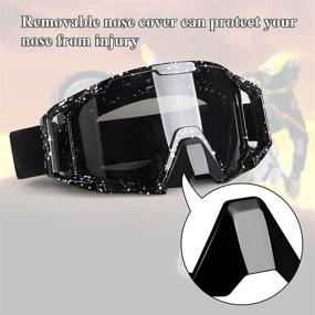 img 2 attached to Motocross Motorcycle Goggles Dirt Bike ATV MX Goggles Anti-UV Adjustable UTV Riding Racing Off Road Goggles For Men Women Adult Youth Kids (Spotted Black Frame Clear Lens )