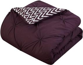 img 2 attached to Chic Home Jacky Comforter Set - Reversible Design, Ruffled Pleat, Geometric Chevron Pattern - Full/Queen, Purple