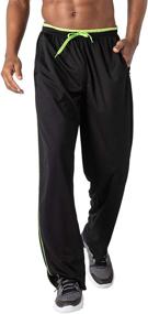 img 4 attached to 🏃 BIYLACLESEN Breathable Men's Jogger Sweatpants with Zipper Pockets for Running, Gym Workout, and Athletic Mesh Pants with Open Bottom