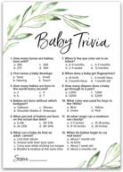 🌿 greenery baby shower game pack of 25 - fun baby facts trivia games | floral, green, olive branch theme | gender neutral rustic greenery baby shower activities | g320-trv логотип