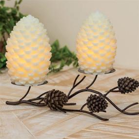 img 3 attached to 🕯️ Wondise Pine Cone Flickering Flameless Candles: Remote, Timer, Battery-Operated LED Real Wax, Christmas Decoration Set of 2 (Ivory)