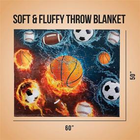 img 1 attached to 🏈 Cozy and Fun: Sports Throw Blanket - Fleece Basketball Baseball Football Soccer (50in x 60in) for Boys, Kids, and Children