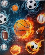 🏈 cozy and fun: sports throw blanket - fleece basketball baseball football soccer (50in x 60in) for boys, kids, and children logo