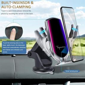 img 3 attached to Topume 10W Wireless Car Charger: Fast Qi Charging, Auto-Clamping Phone Holder for iPhone 12/11 Pro/XS, Samsung S10/Note10 - Dash Air Vent Mount