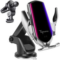 topume 10w wireless car charger: fast qi charging, auto-clamping phone holder for iphone 12/11 pro/xs, samsung s10/note10 - dash air vent mount logo