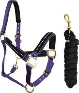 🐴 challenger neoprene padded nylon horse halter with lead rope - brass hardware and rhinestones (606172) logo