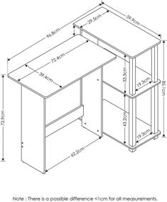 img 3 attached to 🖥️ Furinno Abbott Corner Computer Desk with Bookshelf: Espresso/Black - Space-Saving and Functional Workstation