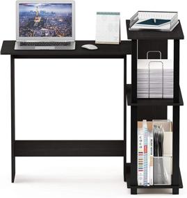 img 1 attached to 🖥️ Furinno Abbott Corner Computer Desk with Bookshelf: Espresso/Black - Space-Saving and Functional Workstation