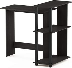 img 2 attached to 🖥️ Furinno Abbott Corner Computer Desk with Bookshelf: Espresso/Black - Space-Saving and Functional Workstation