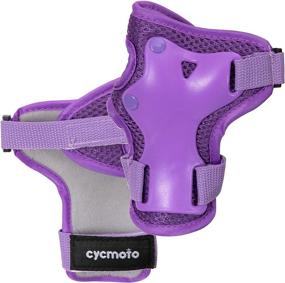 img 2 attached to 🛴 Cycmoto Kids Protective Gear: 6-in-1 Set for Rollerblading, Skateboarding, Cycling, Skating, Bike Scooter - Black Pink Purple for Boys & Girls Age 3-9