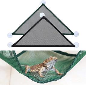 img 4 attached to Gexolenu Reptile Hammock - Triangle Lounger Bridge Decor for Climbing and Habitat Enrichment, Ideal for Bearded Dragons, Iguanas, Geckos, Anoles, Snakes, Chameleons, Hermit Crabs - 2pcs Set (1 Green + 1 Black)