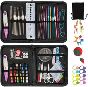 img 4 attached to 🧶 Crochet Hooks Set & Sewing Kit - Vagocom DIY Knitting Supplies and Sewing Accessories Organizer for Beginners, Adults, Home, Emergencies - Includes Crochet Hooks, Scissors, Thimble, Thread, Needles, and More