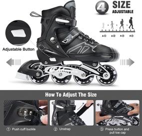 img 3 attached to 🛼 DIKASHI Adjustable Roller Blades Skates: Ideal Inline Skates for All Ages, Beginners to Adults - Perfect Outdoor Light-Up Roller Blades for Boys, Girls, Women, and Men