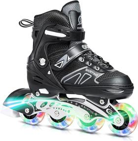 img 4 attached to 🛼 DIKASHI Adjustable Roller Blades Skates: Ideal Inline Skates for All Ages, Beginners to Adults - Perfect Outdoor Light-Up Roller Blades for Boys, Girls, Women, and Men