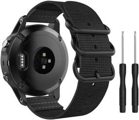 img 4 attached to 📿 Моко ремешок для Garmin Fenix 6S/6S Pro/5S/5S Plus - тонко сотканный нейлоновый заменитель с металлической пряжкой (черный)