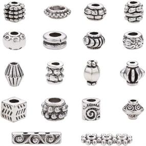 img 4 attached to 🐼 PandaHall 360pcs 18 Style Spacer Beads: Craft Jewelry Making with Tibetan Alloy Metal Spacers, Antique Silver