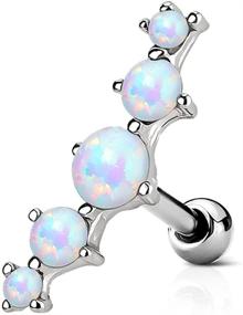 img 4 attached to 💎 Stunning Forbidden Body Jewelry: 16g Synthetic Opal Stone Cartilage/Helix Earring in Surgical Steel