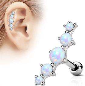 img 3 attached to 💎 Stunning Forbidden Body Jewelry: 16g Synthetic Opal Stone Cartilage/Helix Earring in Surgical Steel