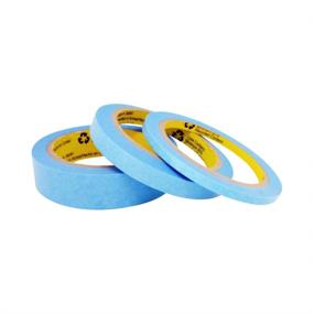 img 4 attached to 🎨 Washi Paper Blue Painters Tape - Multi Pack Assorted Sizes - No Residue Masking Tape for Painting, Drafting, and Crafts - Suitable for Delicate Surfaces - Heat Resistant - Thin and Thick (1/4", 1/2", 1" - 3 Pack)