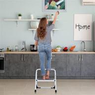 🪜 folding step stool with anti-slip pedal, sturdy design for home and kitchen use - multi-functional & space-saving (white) logo