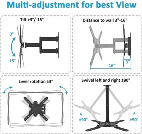 img 2 attached to 📺 Full Motion TV Wall Mount Bracket for 28-55 Inch TVs, BLUE STONE with Swivel Arm, Max VESA 400x400mm, 66 lbs Capacity, Center Design