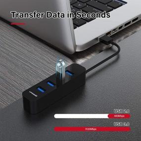 img 1 attached to Высокоскоростной USB 3.0 концентратор: 4-портовый USB разветвитель для ноутбука MacBook Mac Pro Mac Mini iMac Surface Pro XPS PC Flash Drive Mobile HDD-Черный