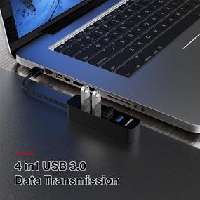 img 2 attached to Высокоскоростной USB 3.0 концентратор: 4-портовый USB разветвитель для ноутбука MacBook Mac Pro Mac Mini iMac Surface Pro XPS PC Flash Drive Mobile HDD-Черный