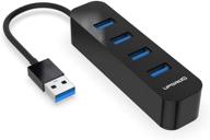 high-speed usb 3.0 hub: 4-port usb splitter for laptop macbook mac pro mac mini imac surface pro xps pc flash drive mobile hdd-black logo