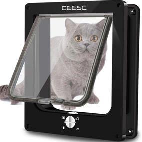 img 4 attached to CEESC Extra Large Cat Door (11.6&#34; x 9.8&#34;) - 4 Way Locking, Interior/Exterior, Weatherproof Pet Door for Cats & Dogs with Circumference &lt; 24.8&#34;, Upgraded Version