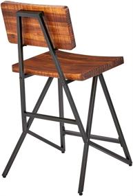 img 2 attached to 🪑 Modern Industrial Solid Wood Barstool with Back, INK+IVY Trestle Counter Height Metal Frame, Amber Pub Stool, 24 Inch, Reclaimed Brown/Gun