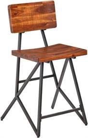 img 3 attached to 🪑 Modern Industrial Solid Wood Barstool with Back, INK+IVY Trestle Counter Height Metal Frame, Amber Pub Stool, 24 Inch, Reclaimed Brown/Gun