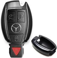 ijdmtoy gloss metallic black smart key fob shell - exact fit for mercedes-benz c e s m cls clk glk gl class, and more logo