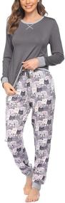 img 2 attached to Ekouaer Womens Pajamas Sleeve Sleepwear