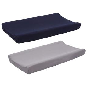 img 4 attached to 👶 Belsden 2 Pack Microfiber Soft Changing Pad Cover Set, with 2 Safety Belt Holes, Durable Diaper Change Table Sheet for Baby Boys, 16" x 32" Plus 8" Depth, Grey & Navy Colors