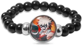 img 4 attached to 🔥 Anime Bracelet - My Hero Academia Jewelry for Bakugou Katsuki, Todoroki Shoto & Midoriya Izuku - Gemstone Accents