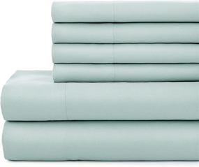 img 3 attached to 🛏️ SouthShore FINE LIVING Vilano Springs, 6-Piece, 21" Extra Deep Pocket, Premium Quality, Easy Care, Shrinkage Free Sheet Set with Flat Sheet, Fitted Sheet, and Pillowcases, Sky Blue, California King