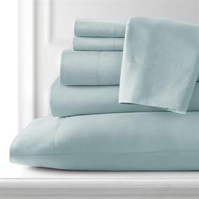 img 1 attached to 🛏️ SouthShore FINE LIVING Vilano Springs, 6-Piece, 21" Extra Deep Pocket, Premium Quality, Easy Care, Shrinkage Free Sheet Set with Flat Sheet, Fitted Sheet, and Pillowcases, Sky Blue, California King