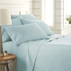 img 2 attached to 🛏️ SouthShore FINE LIVING Vilano Springs, 6-Piece, 21" Extra Deep Pocket, Premium Quality, Easy Care, Shrinkage Free Sheet Set with Flat Sheet, Fitted Sheet, and Pillowcases, Sky Blue, California King