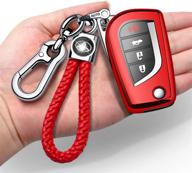 🔑 protective autophone for toyota key fob - durable tpu cover with keychain - 360 degree protection - compatible with fortuner, tundra, camry, rav4, highlander, corolla smart key - red logo
