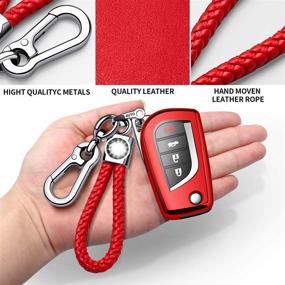 img 1 attached to 🔑 Protective Autophone for Toyota Key Fob - Durable TPU Cover with Keychain - 360 Degree Protection - Compatible with Fortuner, Tundra, Camry, RAV4, Highlander, Corolla Smart Key - Red