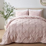 🌸 semech queen comforter set, ultra-soft microfiber bedding, pinch pleat 3-piece pink queen size comforter set with 2 shams (rose blush, queen) logo