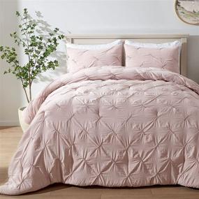 img 4 attached to 🌸 SEMECH Queen Comforter Set, Ultra-Soft Microfiber Bedding, Pinch Pleat 3-Piece Pink Queen Size Comforter Set with 2 Shams (Rose Blush, Queen)