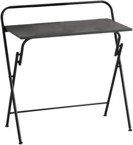 img 4 attached to 🖥️ 27" Foldable Home Office Desk for Small Spaces - Metal Frame with Plastic Coated Surface (Black) by Roomnhome