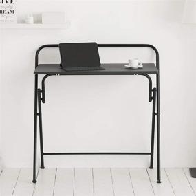 img 1 attached to 🖥️ 27" Foldable Home Office Desk for Small Spaces - Metal Frame with Plastic Coated Surface (Black) by Roomnhome